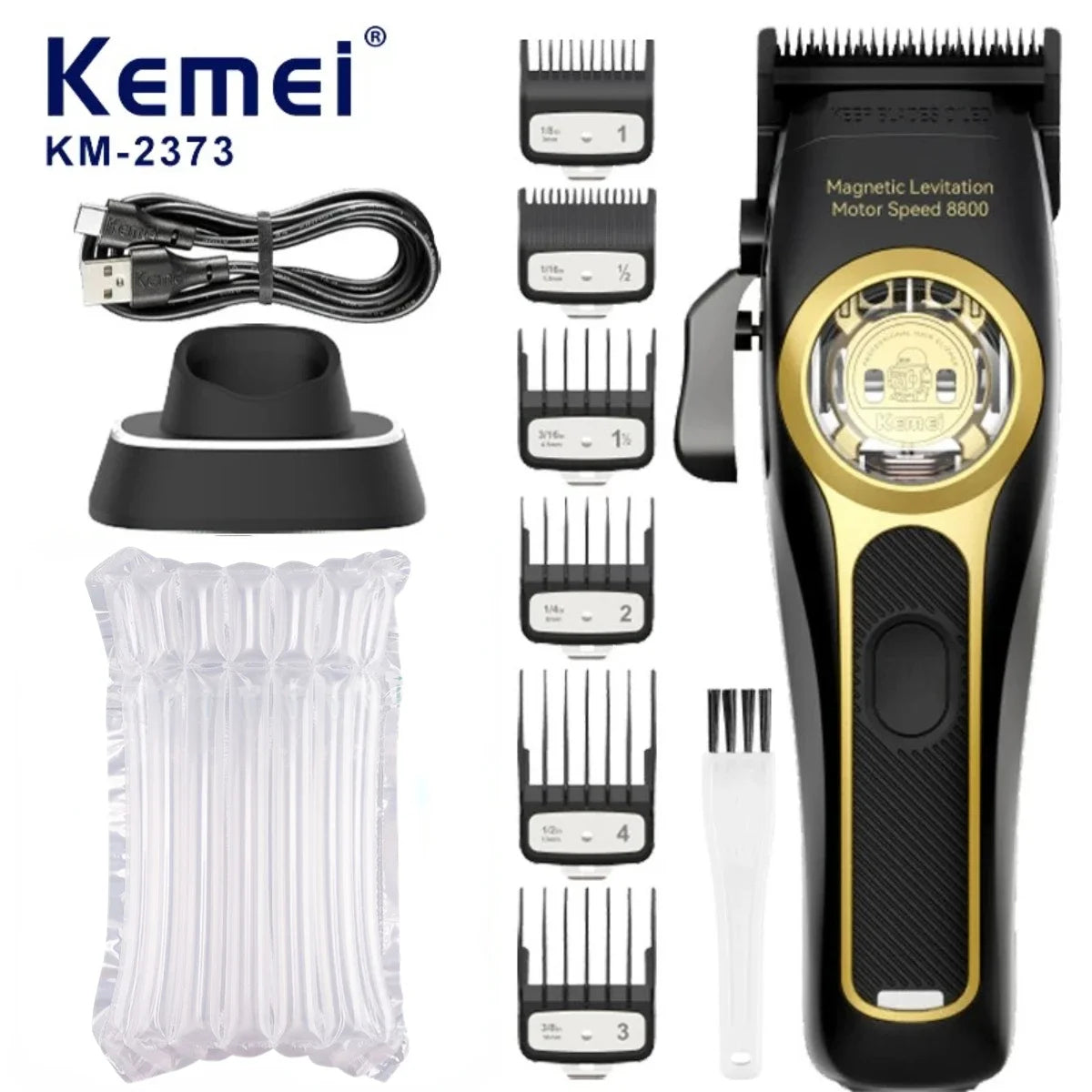 Kemei Hair Trimmer Professional Hair Clipper Maglev Motor Haircut Machine Charging Base Hair Clipper Trimmer for Men KM-2373