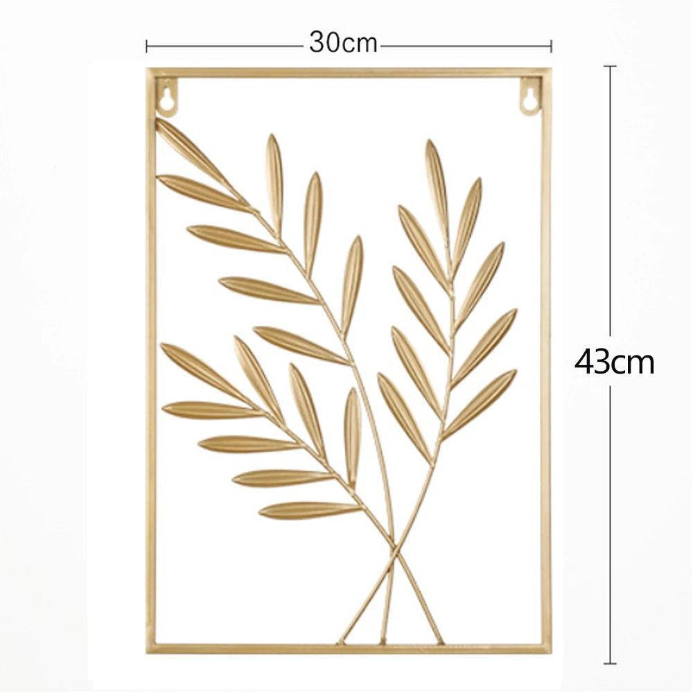 Nordic Metal Leaf Iron Wall Hanging Decor Plant Ginkgo Palm Maple Leaves Wall Pendant Mural Living Room Bedroom Home Decoration