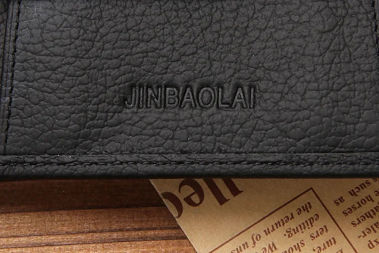 Genuine Leather Mens Wallet Premium Product Real Cowhide Wallets For Man Short Black Walet Portefeuille Homme Short Purses