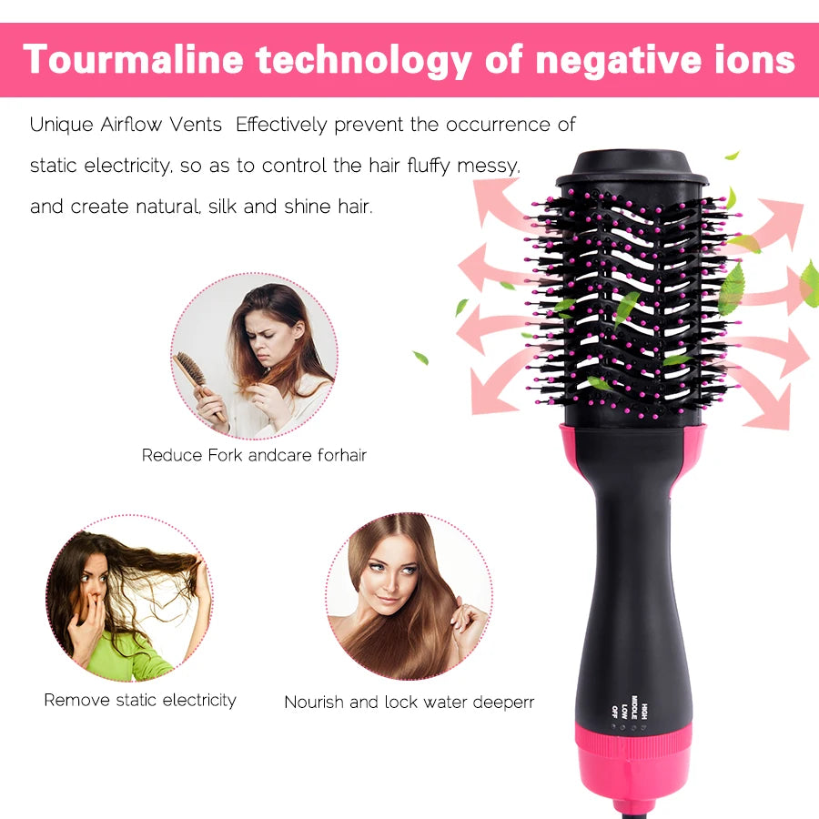 Curling Thermal Brush Professiona 3 In 1 One Step Round Brush For Hair Curler Hot Volumizing Brush Styler Curling Comb For Hair