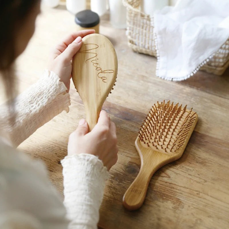 Personalized Wooden Hair Brush Comb Custom Name Monogram SPA Sleepover Party Bridesmaid Proposal Birthday Party Wedding gift