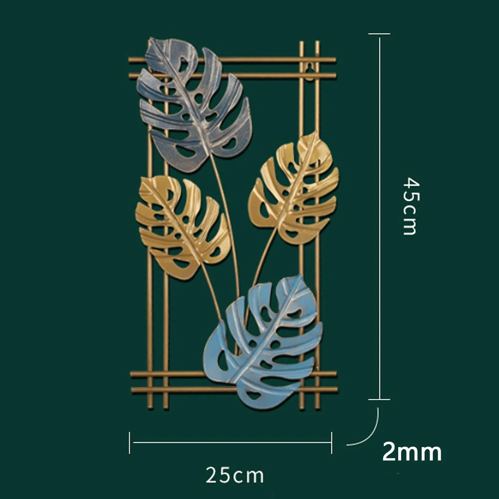 Nordic Metal Leaf Iron Wall Hanging Decor Plant Ginkgo Palm Maple Leaves Wall Pendant Mural Living Room Bedroom Home Decoration