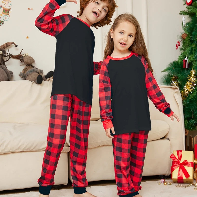 Xmas Gift 2024 New DIY Support Christmas Family Pajamas Set Parent-child 2 Pieces Home Suit Soft Loose Sleepwear Baby&Dog Romper