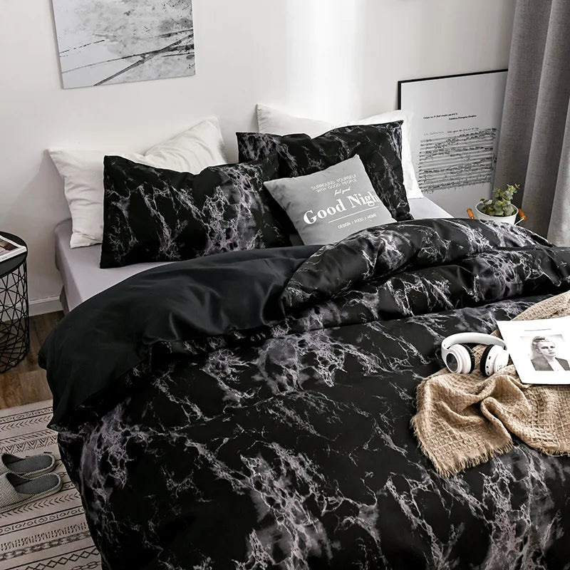 Marble Print Queen Bedding Set King Size Brushed Duvet Cover Set Soft Single Double Bed Quilt Cover Set Bedding Sets No Sheets