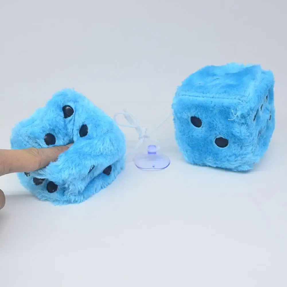 2pcs Plush Dice Car Pendant Plush Toy Cube Pendant Car Ornament Sieve Anime Car Decoration Accessories Auto Pendant