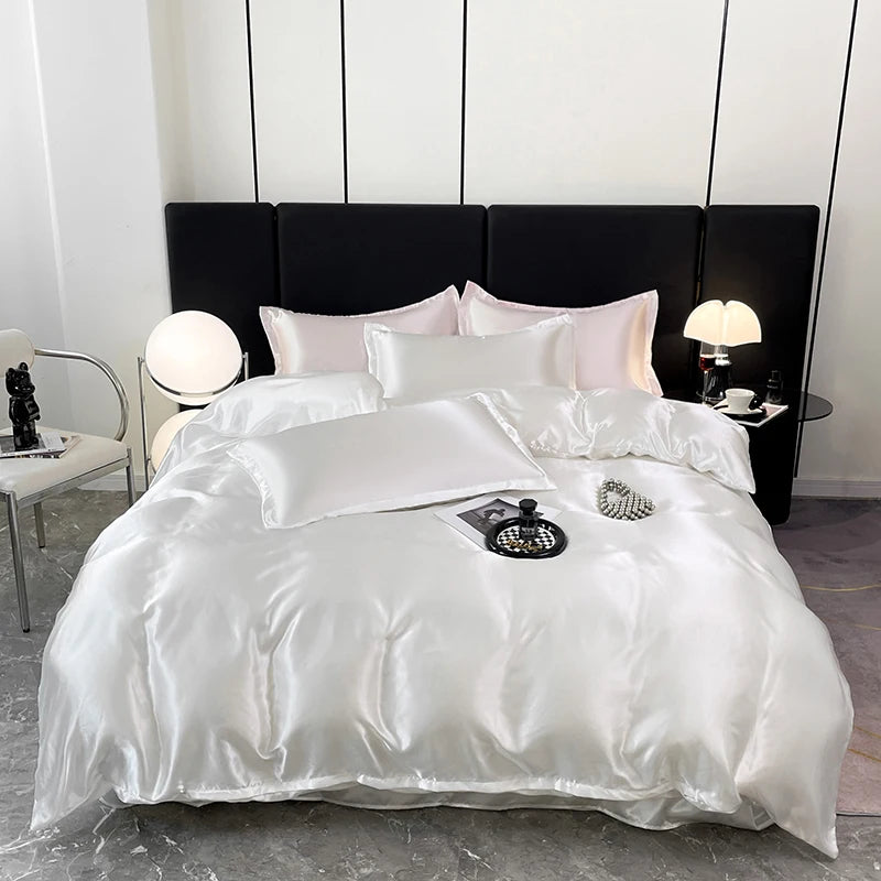 Luxury Bedding Kit Rayon Satin Duvet Cover Set Twin Queen King Size Bed Set 3pcs (1duvet Cover+2pillowcase)