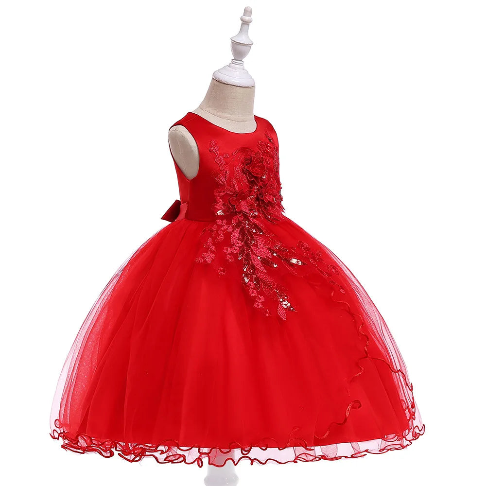 Summer girls princess Dress Kids Elegant sequined Flowers Princess party Dress anniversaire enfant Dresses for girls robe fille