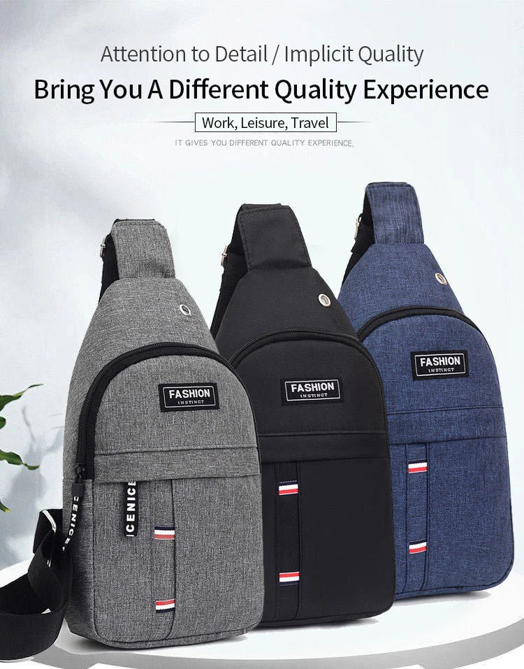 2023 New Chest Bag Messenger Pack Men Simple Nylon Fashion Waterproof One Shoulder Crossbody Bag