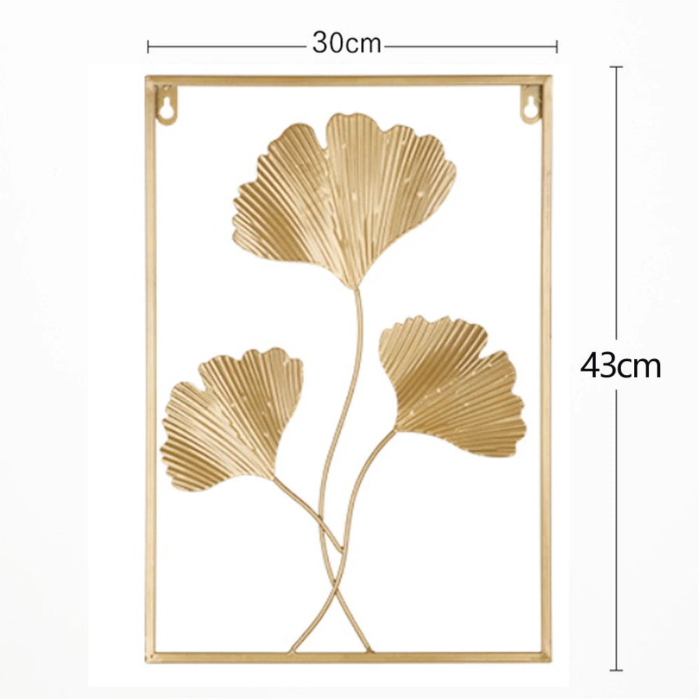 Nordic Metal Leaf Iron Wall Hanging Decor Plant Ginkgo Palm Maple Leaves Wall Pendant Mural Living Room Bedroom Home Decoration