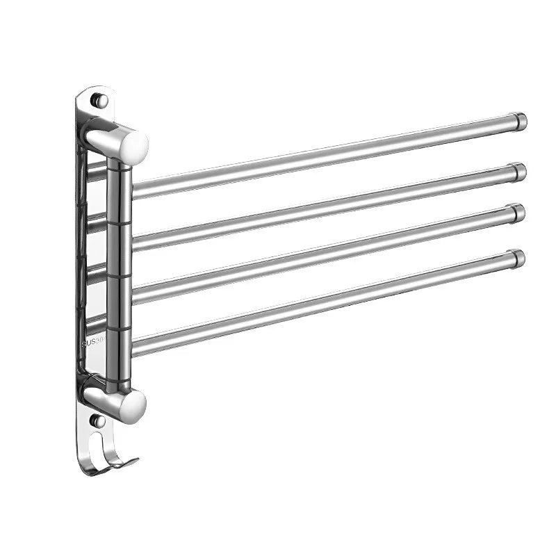 Bathroom Bath Towel Holder Multi-Bar Wall Mounted Rotating Towel Rack Cabinet Door Back Kitchen Toolhanger Shelf Organization