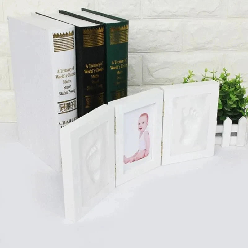 Baby Hand&Foot Print Hands Feet Mold Maker Bebe Baby Photo Frame With Cover Fingerprint Mud Set Baby Growth Memorial Gift