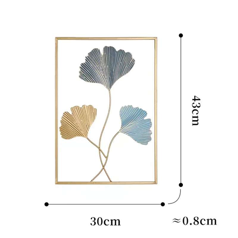 Nordic Metal Leaf Iron Wall Hanging Decor Plant Ginkgo Palm Maple Leaves Wall Pendant Mural Living Room Bedroom Home Decoration