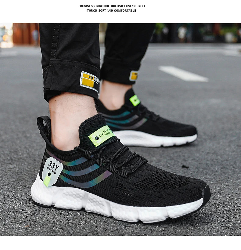 Men Sport Shoes Lightweight Breathable Casual Sneakers Outdoor Mesh Black Running Shoes Athletic Jogging Tennis Walking Shoes