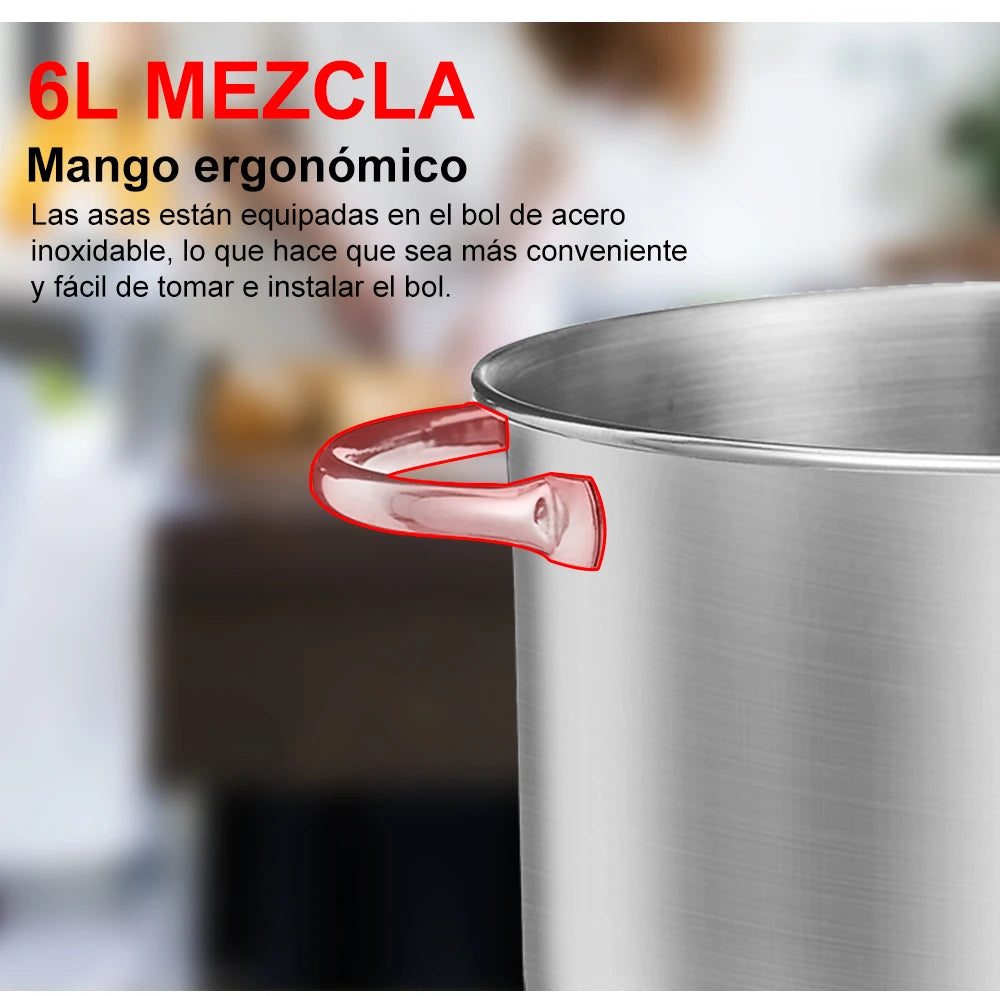 BioloMix 6L Kitchen Food Stand Mixer 1200W DC Quiet Motor Stainless Steel Bowl 6-speed Cream Egg Whisk Whip Dough Kneader