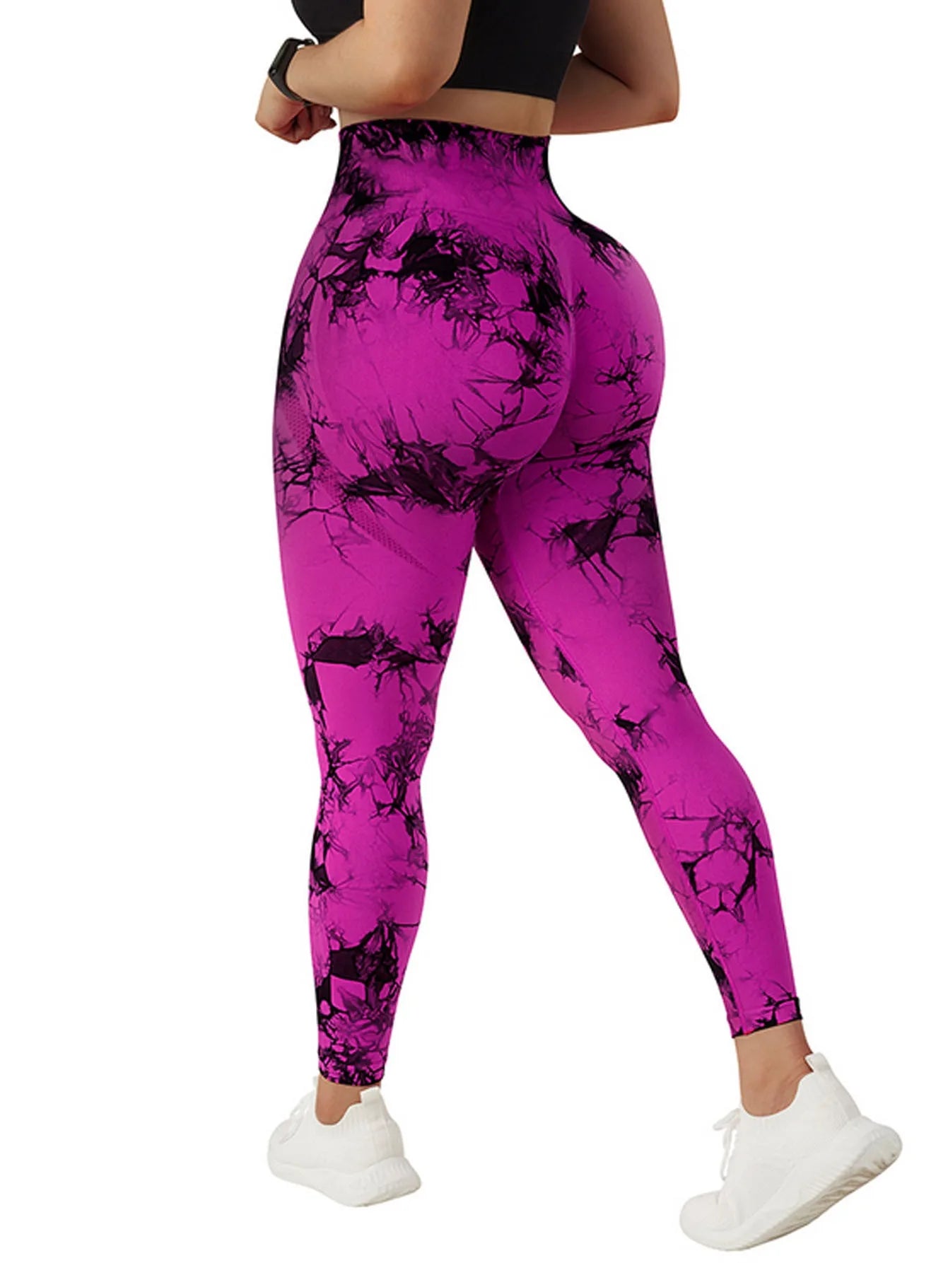 Sexy Women Gym Yoga High Waist Push Up Leggins Tie-dye Seamless Fitness Workout  Sports Tights Running Pants