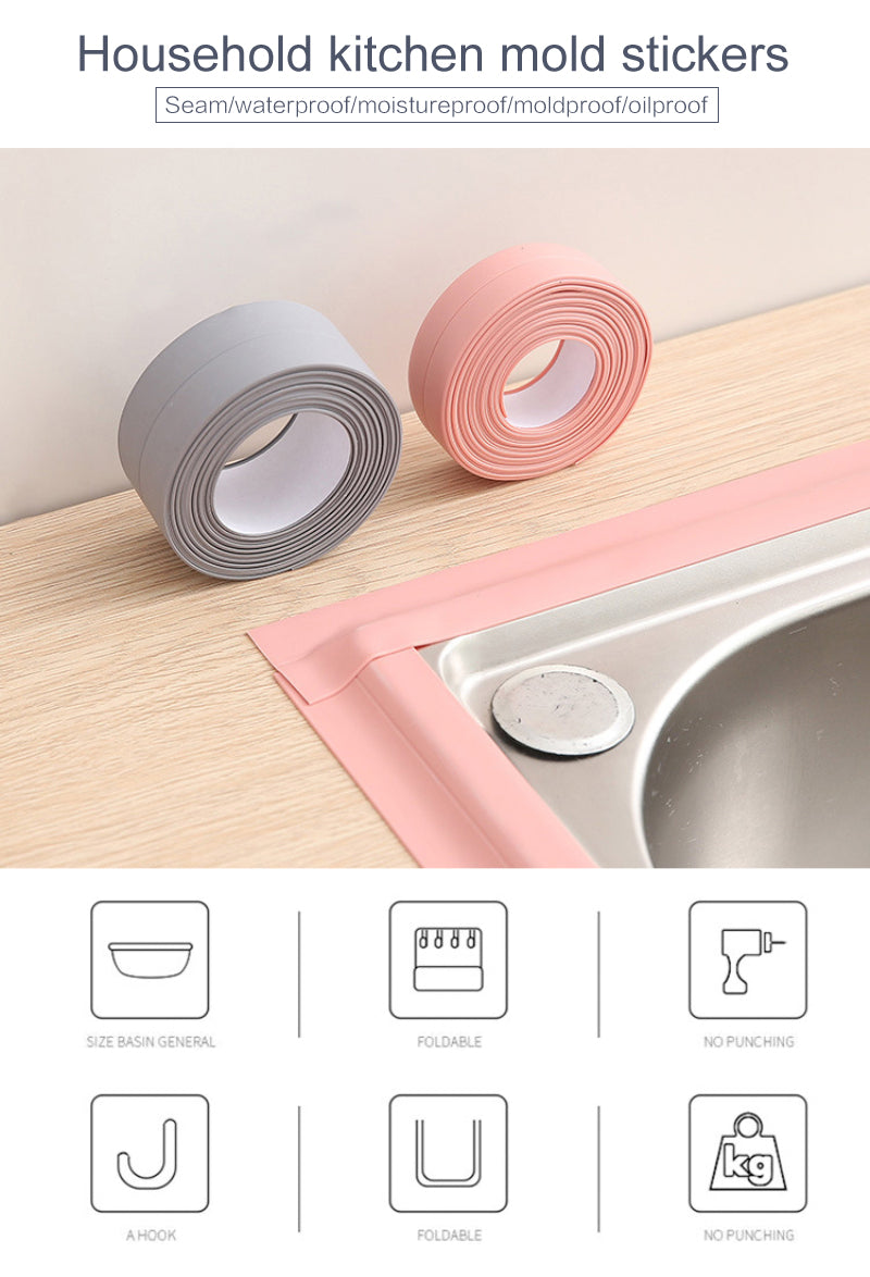 For Bathroom Kitchen Accessories Shower Bath Sealing Strip Tape Caulk Strip Self Adhesive Waterproof Wall Sticker Sink Edge Tape