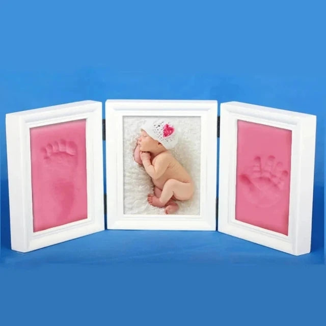 Baby Hand&Foot Print Hands Feet Mold Maker Bebe Baby Photo Frame With Cover Fingerprint Mud Set Baby Growth Memorial Gift