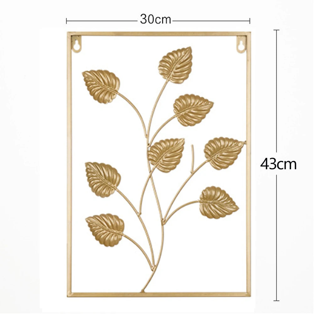 Nordic Metal Leaf Iron Wall Hanging Decor Plant Ginkgo Palm Maple Leaves Wall Pendant Mural Living Room Bedroom Home Decoration