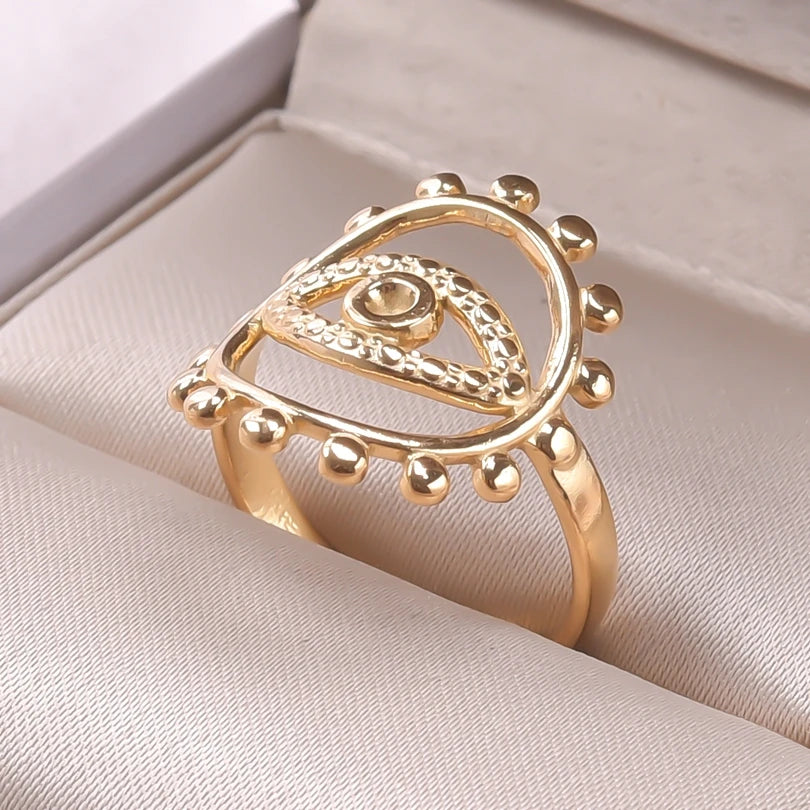 Star Evil Eye Hearts Stainless Steel Rings For Women Men Adjustable Jewelry Ring Party Bague Acier Inoxidables Anillos De Acero