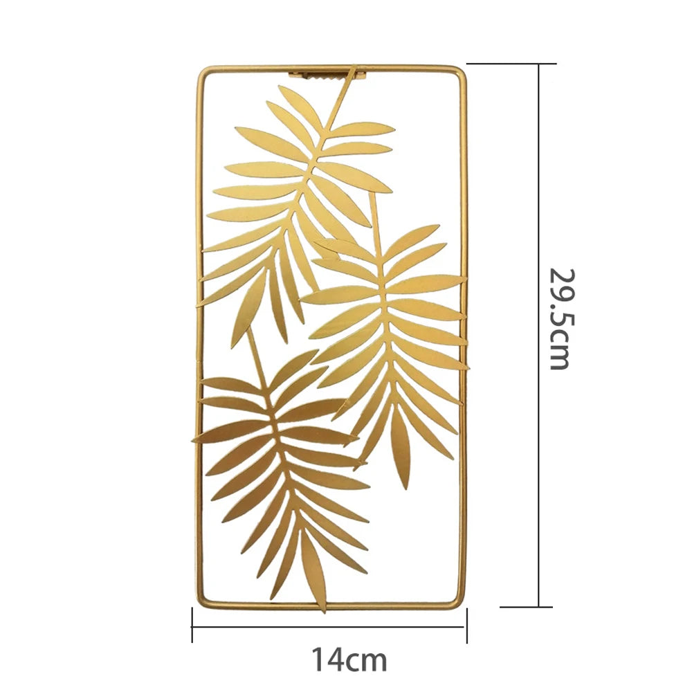 Nordic Metal Leaf Iron Wall Hanging Decor Plant Ginkgo Palm Maple Leaves Wall Pendant Mural Living Room Bedroom Home Decoration