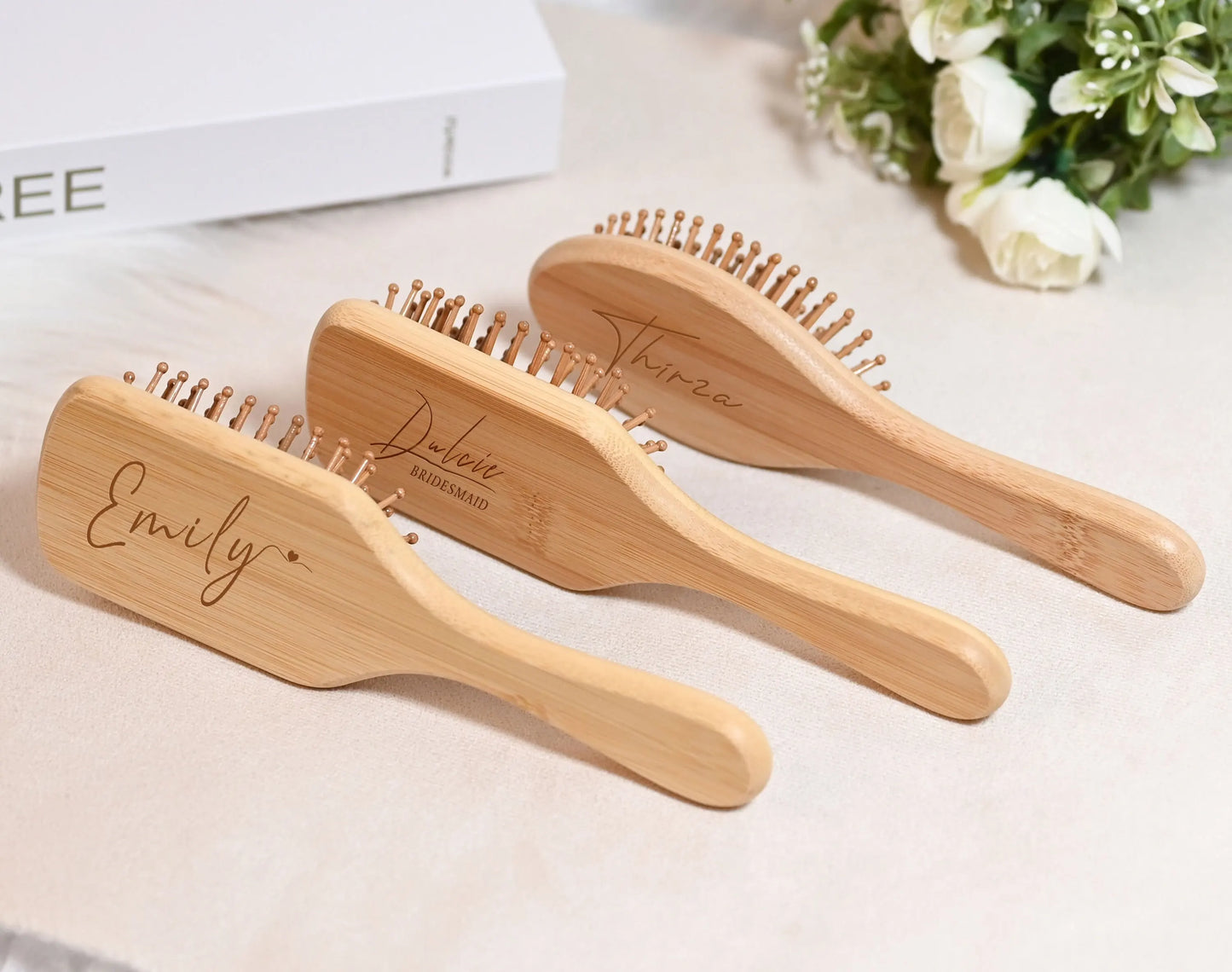 Personalized Wooden Hair Brush Comb Custom Name Monogram SPA Sleepover Party Bridesmaid Proposal Birthday Party Wedding gift