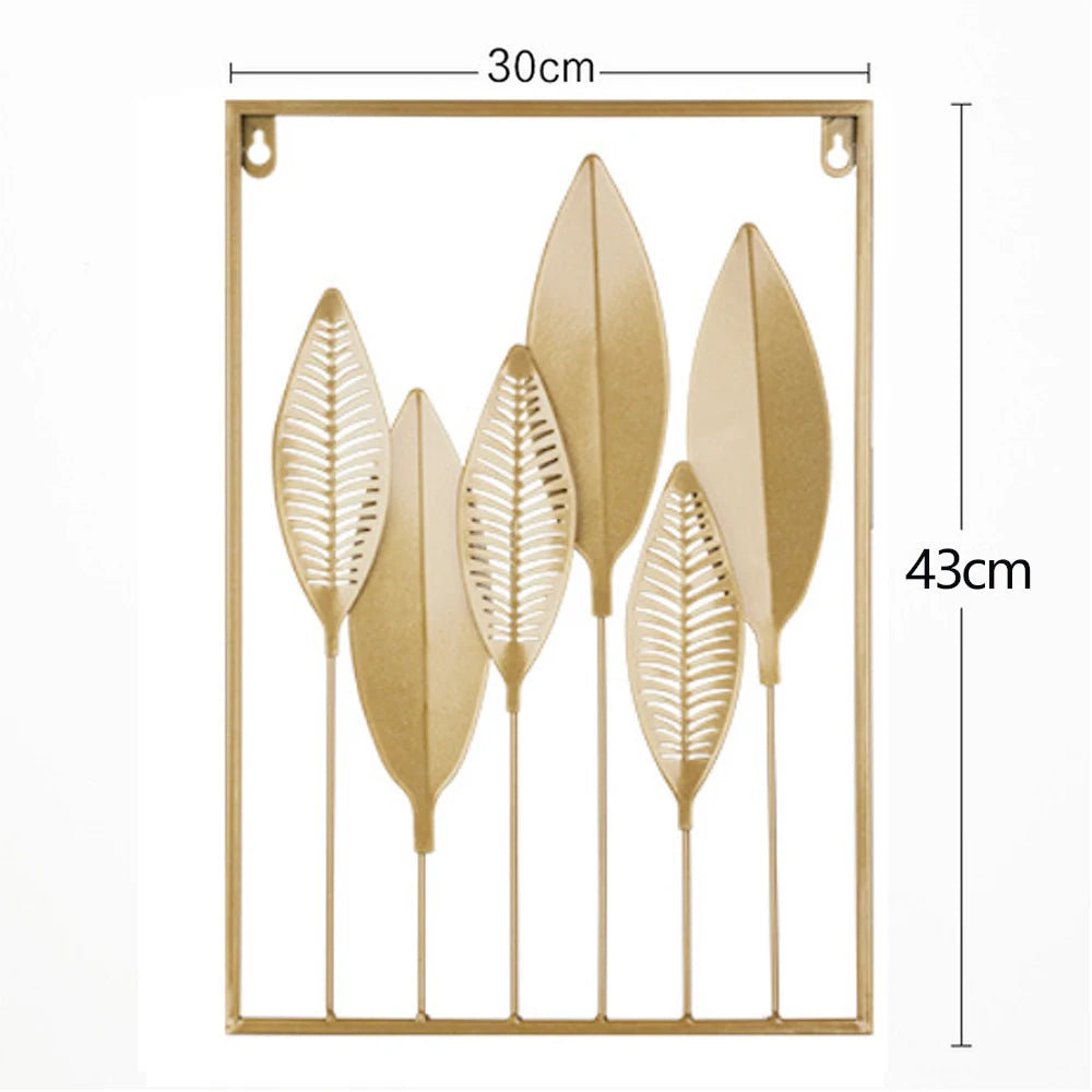 Nordic Metal Leaf Iron Wall Hanging Decor Plant Ginkgo Palm Maple Leaves Wall Pendant Mural Living Room Bedroom Home Decoration