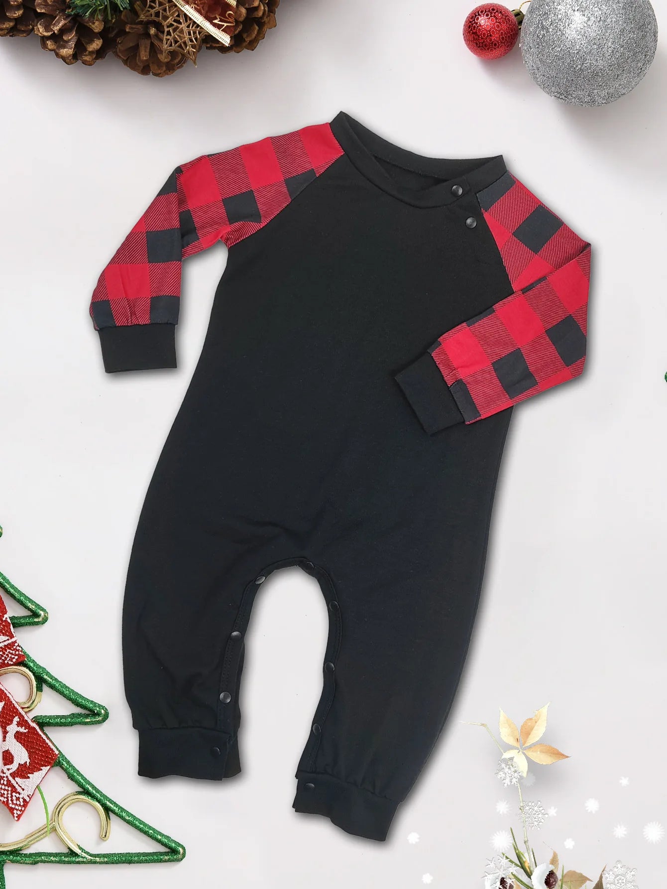 Xmas Gift 2024 New DIY Support Christmas Family Pajamas Set Parent-child 2 Pieces Home Suit Soft Loose Sleepwear Baby&Dog Romper