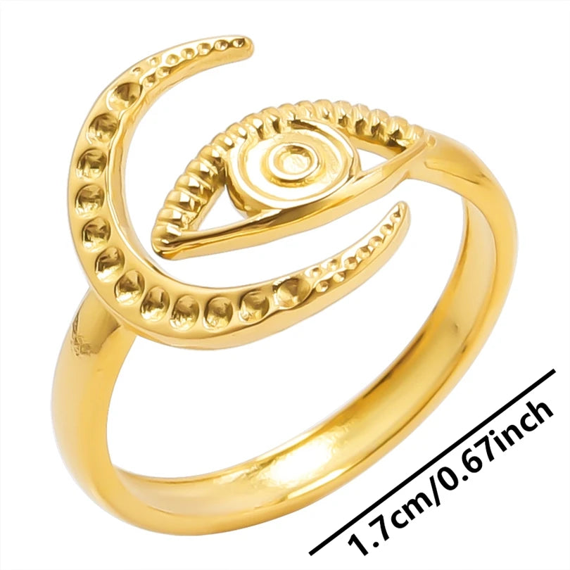 Star Evil Eye Hearts Stainless Steel Rings For Women Men Adjustable Jewelry Ring Party Bague Acier Inoxidables Anillos De Acero