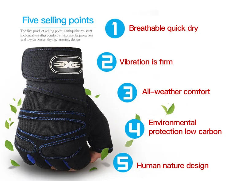 Gym Gloves for Women Men Fitness Weight Lifting Wristband Gloves Body Building Training Sports Exercise Cycling Glove Shockproof