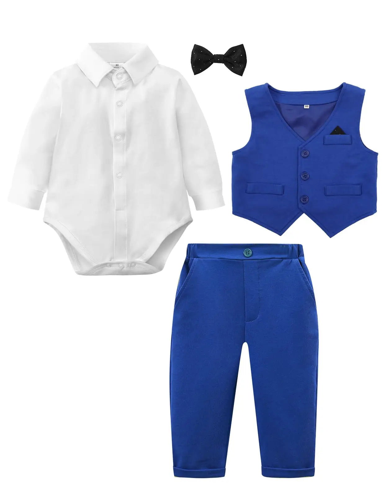 Baby Boys Suit Infant Formal Outfit Wedding 1st Birthday Dress Outfits Newborn Bodysuit Vest  Pants Gentleman Clothes Sets