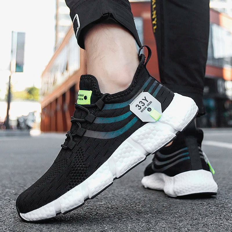 Men Sport Shoes Lightweight Breathable Casual Sneakers Outdoor Mesh Black Running Shoes Athletic Jogging Tennis Walking Shoes