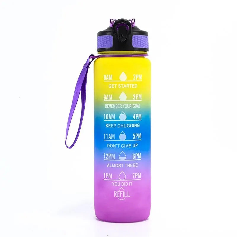 32 Oz Leakproof Water Bottles with Times to Drink and Straw Motivational Drinking Sports Water Bottle for Fitnes Gym Outdoor