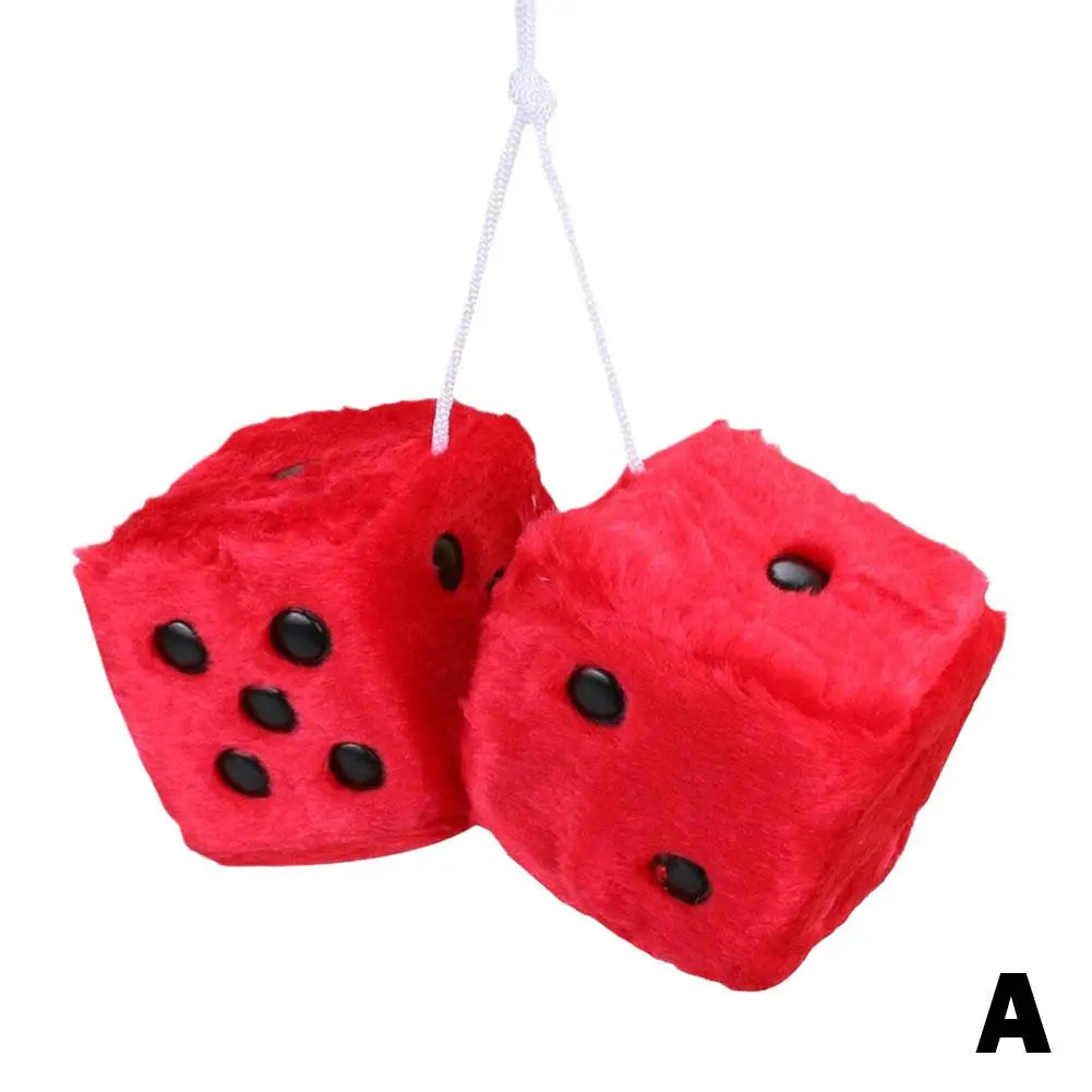 2pcs Plush Dice Car Pendant Plush Toy Cube Pendant Car Ornament Sieve Anime Car Decoration Accessories Auto Pendant