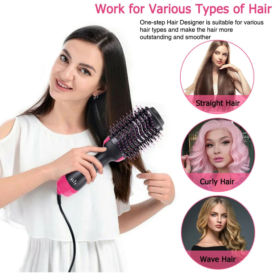 Curling Thermal Brush Professiona 3 In 1 One Step Round Brush For Hair Curler Hot Volumizing Brush Styler Curling Comb For Hair