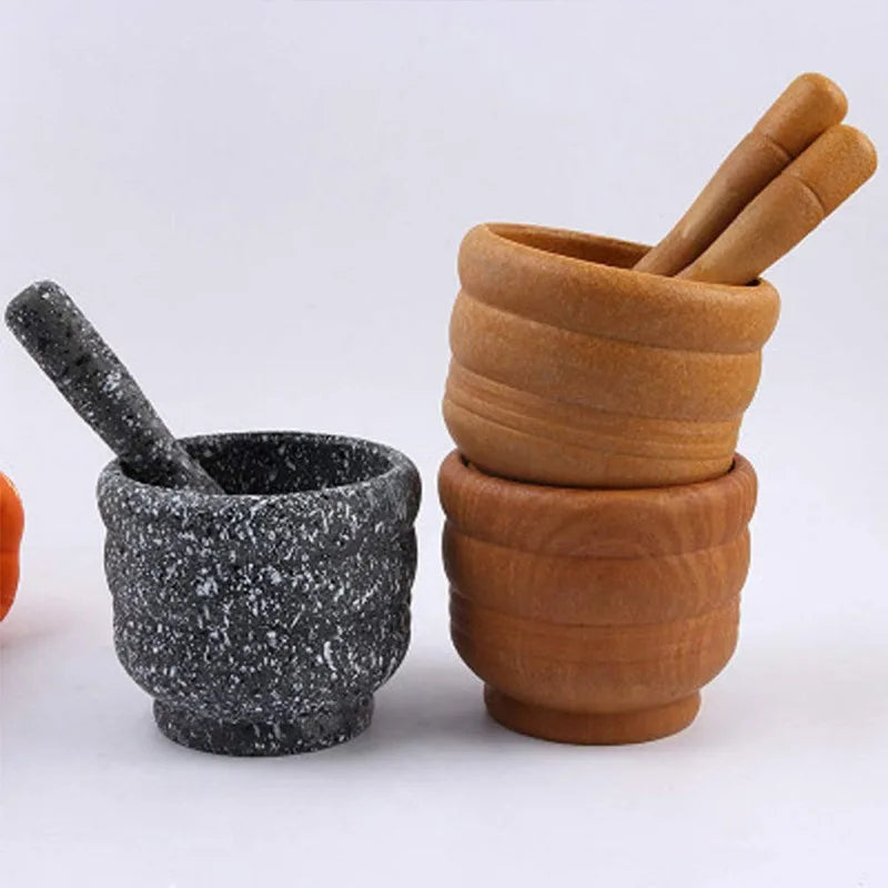 Pestle And Mortar Kit Manual Garlic Spice Press Pounder Salt Grinder Mill Squeezer Pepper Herbs Crusher Kitchen