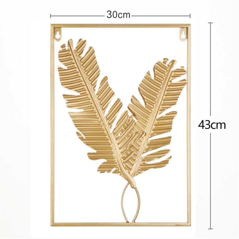 Nordic Metal Leaf Iron Wall Hanging Decor Plant Ginkgo Palm Maple Leaves Wall Pendant Mural Living Room Bedroom Home Decoration