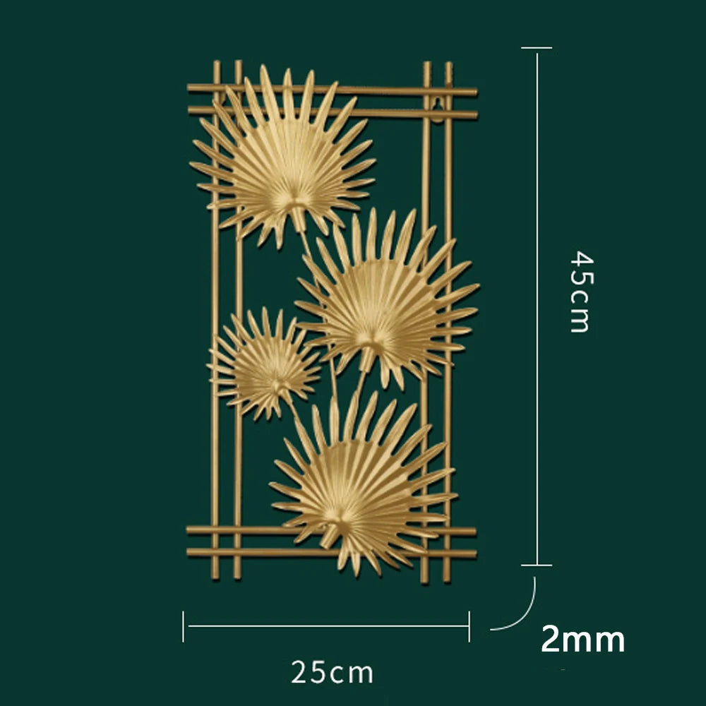 Nordic Metal Leaf Iron Wall Hanging Decor Plant Ginkgo Palm Maple Leaves Wall Pendant Mural Living Room Bedroom Home Decoration