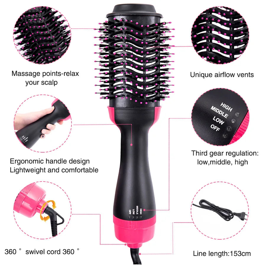 Curling Thermal Brush Professiona 3 In 1 One Step Round Brush For Hair Curler Hot Volumizing Brush Styler Curling Comb For Hair