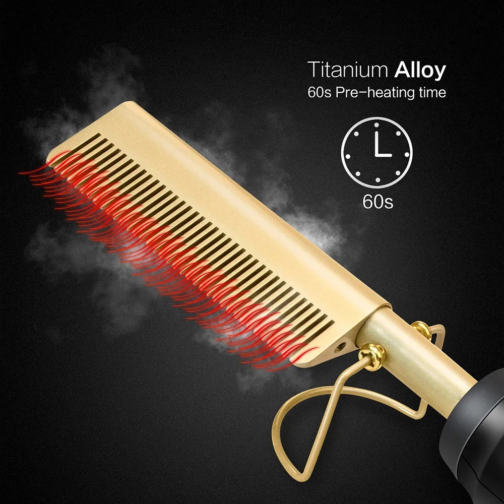 2 in 1 Hot Comb Hair Straightener Flat Irons Straightening Brush Heating Comb Hair Straight Styler Hair Curler peigne chauffant