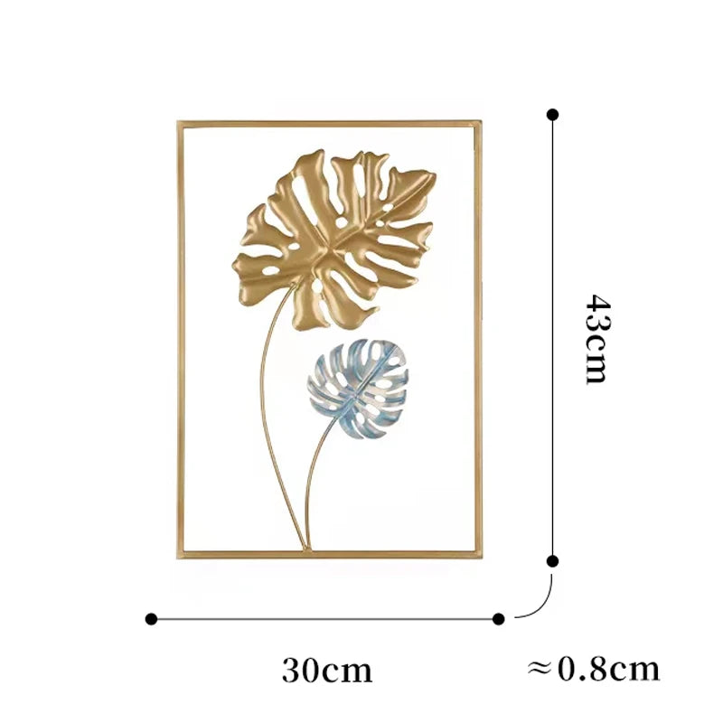 Nordic Metal Leaf Iron Wall Hanging Decor Plant Ginkgo Palm Maple Leaves Wall Pendant Mural Living Room Bedroom Home Decoration