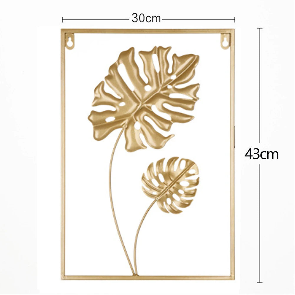 Nordic Metal Leaf Iron Wall Hanging Decor Plant Ginkgo Palm Maple Leaves Wall Pendant Mural Living Room Bedroom Home Decoration