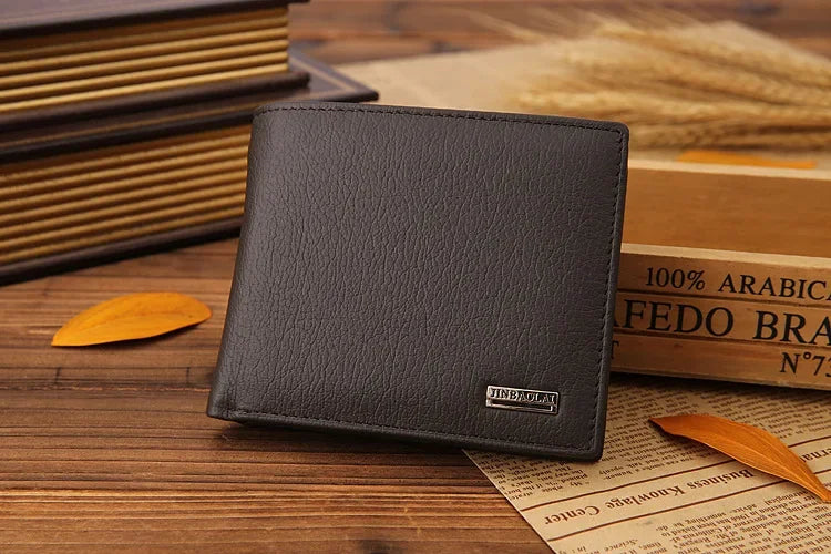 Genuine Leather Mens Wallet Premium Product Real Cowhide Wallets For Man Short Black Walet Portefeuille Homme Short Purses