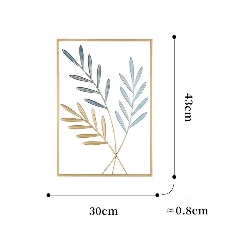 Nordic Metal Leaf Iron Wall Hanging Decor Plant Ginkgo Palm Maple Leaves Wall Pendant Mural Living Room Bedroom Home Decoration