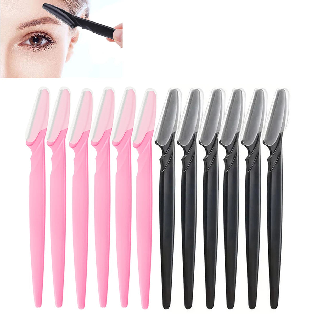 12 Pcs Mix Color Eyebrow Razor Women Face And Body Safe Trimmer Hair Shaver Eye Brow Remover With Cover Small Makeup Tools Set