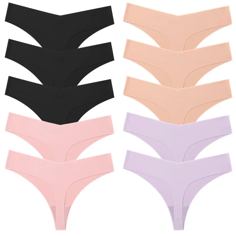 Poblador 10PCS/Set Women's Panties Fashion Simple Seamless Underwear Breathable Thongs Sexy Lingerie Comfortable Sport G-Strings