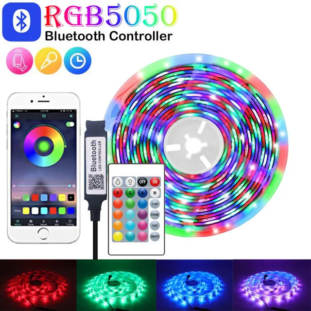 WS2812B USB LED Strip RGBIC  Bluetooth App Control Chasing Effect Lights Flexible Tape Diode Ribbon TV Desktop Backlight 1m-30m