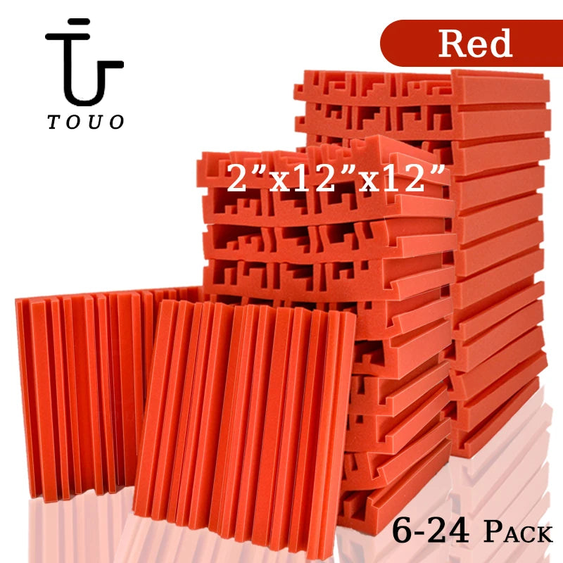 TOUO 6-24pcs Soundproof Foam Wall Acoustic Insulation Studio Acoustic Foams High Density Ktv Room Sound-Absorbing Material