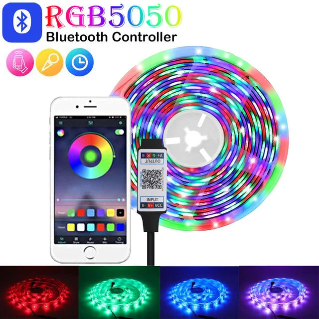 WS2812B USB LED Strip RGBIC  Bluetooth App Control Chasing Effect Lights Flexible Tape Diode Ribbon TV Desktop Backlight 1m-30m