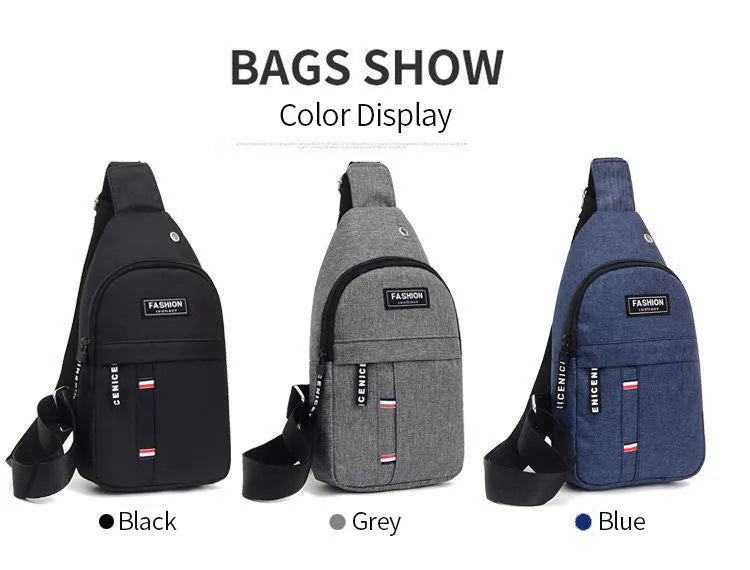 2023 New Chest Bag Messenger Pack Men Simple Nylon Fashion Waterproof One Shoulder Crossbody Bag