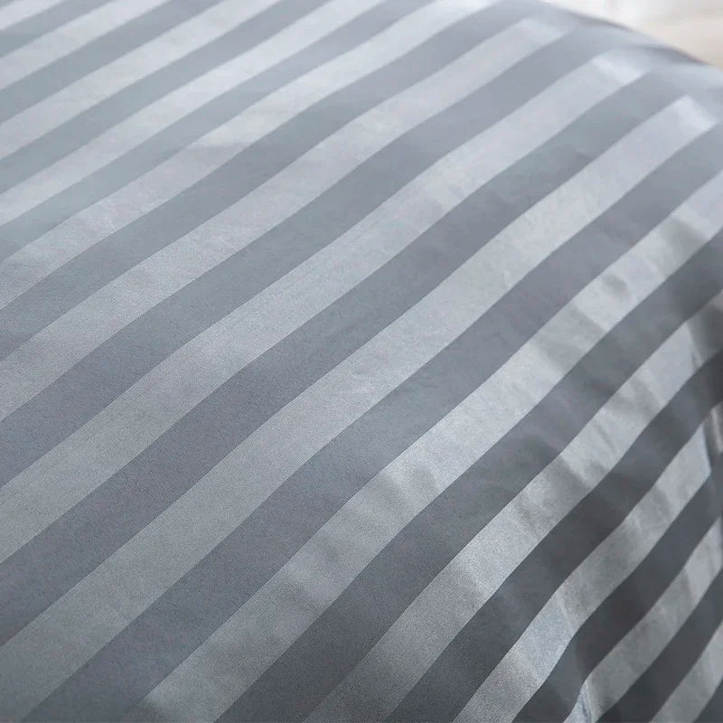 3 Pieces Satin Striped Duvet Cover Set, Luxury Silky Like Black Stripe Duvet Cover Bedding Set with Zipper Closure,Pillow Cases